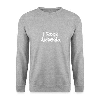 I rock Alopecia - Unisex Pullover - Weißgrau meliert - Vorne - Alina (178cm) & Michal (187cm)