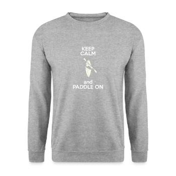 Kayak - Canoë - Pagayage - Gardez votre calme - Sweat-shirt Unisexe - gris chiné - Devant - Alina (178cm) & Michal (187cm)