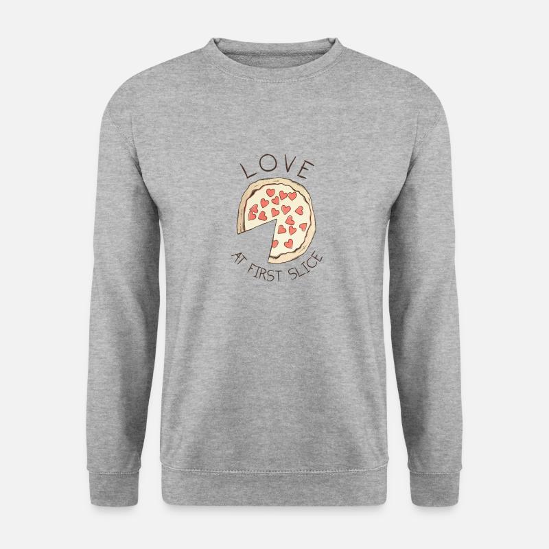 Pizza Love At First Slice - Unisex Pullover - Weißgrau meliert