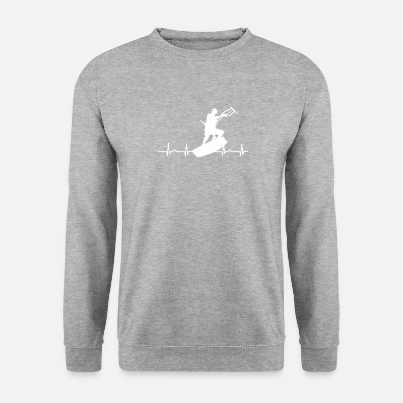 Kitesurfen - Kitesurfer - Kitesurfing - Herzschlag - Unisex Pullover - Weißgrau meliert