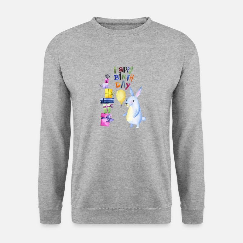 Happy Birthday kleiner Hase - Unisex Pullover - Weißgrau meliert