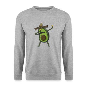 Avocado - Dab Pose - Dabbing - Geschenk - Unisex Pullover - Weißgrau meliert - Vorne - Alina (178cm) & Michal (187cm)