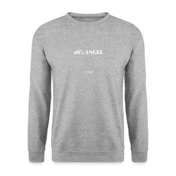 Shirt 98% Angel Engel 2% Devil Teufel Geschenk - Unisex Pullover - Weißgrau meliert - Vorne - Alina (178cm) & Michal (187cm)