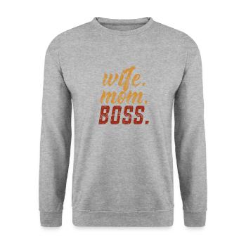 Ehefrau Mom Boss Lady - Unisex Pullover - Weißgrau meliert - Vorne - Alina (178cm) & Michal (187cm)