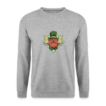 Keltisches Bier - Irish Bier - Geschenk - Unisex Pullover - Weißgrau meliert - Vorne - Alina (178cm) & Michal (187cm)