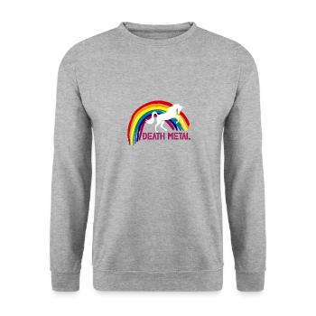 Death Metal Unicorn - funny rainbow gift - Unisex Sweatshirt - salt & pepper - Front - Alina (178cm) & Michal (187cm)