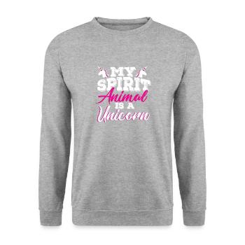 Einhorn - Unisex Pullover - Weißgrau meliert - Vorne - Alina (178cm) & Michal (187cm)