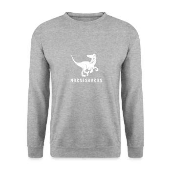 NURSESAURUS Nurse Nurse Shirt - Unisex Sweatshirt - salt & pepper - Front - Alina (178cm) & Michal (187cm)