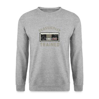 Video Game Game Retrogaming Game Console Gift - Unisex Sweatshirt - salt & pepper - Front - Alina (178cm) & Michal (187cm)
