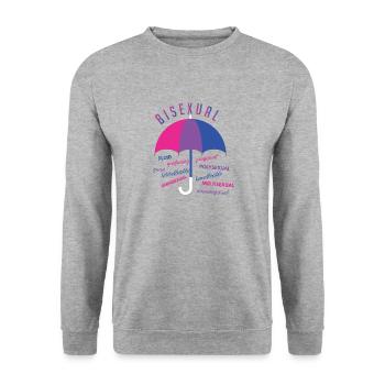 Bisexuell T-Shirt - Bisexuell - Bi - LGBT - CSD - Unisex Pullover - Weißgrau meliert - Vorne - Alina (178cm) & Michal (187cm)