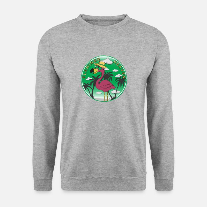 Flamingo Heaven - Unisex Pullover - Weißgrau meliert