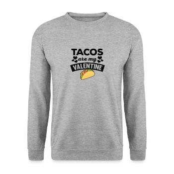 Lustige Tacos sind mein Valentinsgruß-T-Shirt - Unisex Pullover - Weißgrau meliert - Vorne - Alina (178cm) & Michal (187cm)
