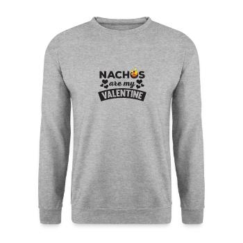 Nette Nachos sind mein Valentinsgruß-T-Shirt - Unisex Pullover - Weißgrau meliert - Vorne - Alina (178cm) & Michal (187cm)