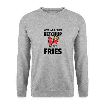 Funny You are the Ketchup to My Fries T-Shirt - Unisex Sweatshirt - salt & pepper - Front - Alina (178cm) & Michal (187cm)