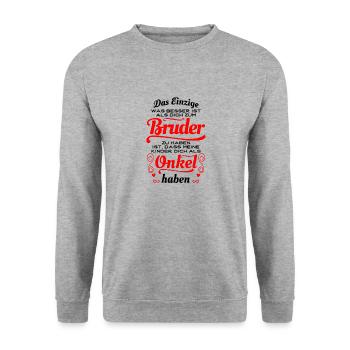 Super frère, oncle super - Cadeau - Sweat-shirt Unisexe - gris chiné - Devant - Alina (178cm) & Michal (187cm)