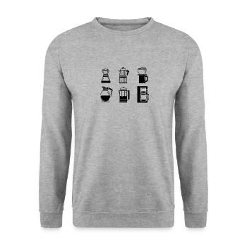 coffee Kaffee Espresso Cappuccino Kaffeekanne idee - Unisex Pullover - Weißgrau meliert - Vorne - Alina (178cm) & Michal (187cm)