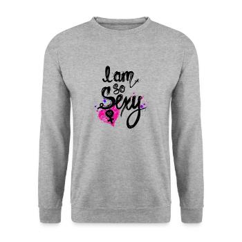 I am so Sexy - Unisex Pullover - Weißgrau meliert - Vorne - Alina (178cm) & Michal (187cm)