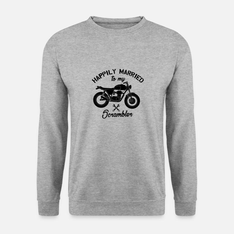 Glücklich verheiratet mit meinem Scrambler - Unisex Pullover - Weißgrau meliert