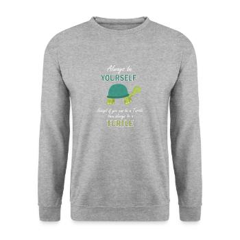 Schildkröte Motivation lustiger Spruch Geschenk - Unisex Pullover - Weißgrau meliert - Vorne - Alina (178cm) & Michal (187cm)