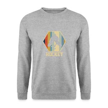 Hockey Torwart - Eishockey Vintage Retro Geschenk - Unisex Pullover - Weißgrau meliert - Vorne - Alina (178cm) & Michal (187cm)