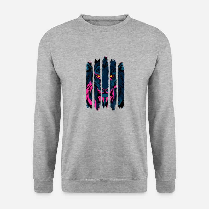 Löwe - Unisex Pullover - Weißgrau meliert