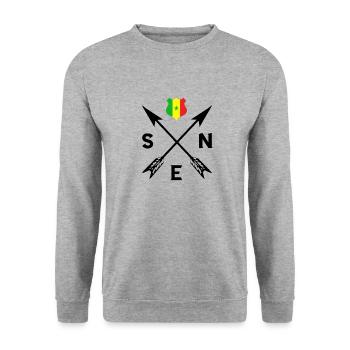 Sénégal Blason football Articles de fans Cadeaux - Sweat-shirt Unisexe - gris chiné - Devant - Alina (178cm) & Michal (187cm)