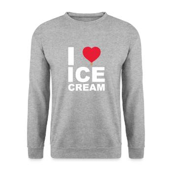 I Love Ice Cream - Unisex Pullover - Weißgrau meliert - Vorne - Alina (178cm) & Michal (187cm)
