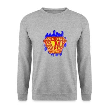 Kindness Is My Superpower Spread Peace - Unisex Sweatshirt - salt & pepper - Front - Alina (178cm) & Michal (187cm)