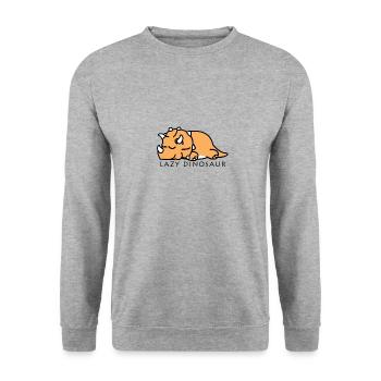 Schlafender Dino Dinosaurier Shirt Geschenk - Unisex Pullover - Weißgrau meliert - Vorne - Alina (178cm) & Michal (187cm)
