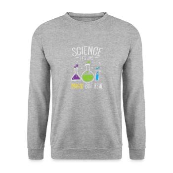 Science Its Like Magic But Real Geek Geek cadeau - Sweat-shirt Unisexe - gris chiné - Devant - Alina (178cm) & Michal (187cm)