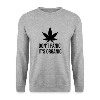 Don't Panic It's organic Hanfblatt - Unisex Pullover - Weißgrau meliert - Vorne - Alina (178cm) & Michal (187cm)