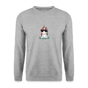 Pony Einhorn Retro Geschenkidee Witzig Sommer Süß - Unisex Pullover - Weißgrau meliert - Vorne - Alina (178cm) & Michal (187cm)
