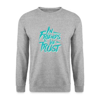 In Friends We Trust, Typografie - Unisex Pullover - Weißgrau meliert - Vorne - Alina (178cm) & Michal (187cm)