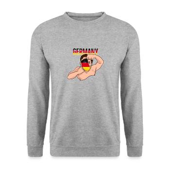 Germany Fan Geschenk Fußball Deutschland - Unisex Pullover - Weißgrau meliert - Vorne - Alina (178cm) & Michal (187cm)