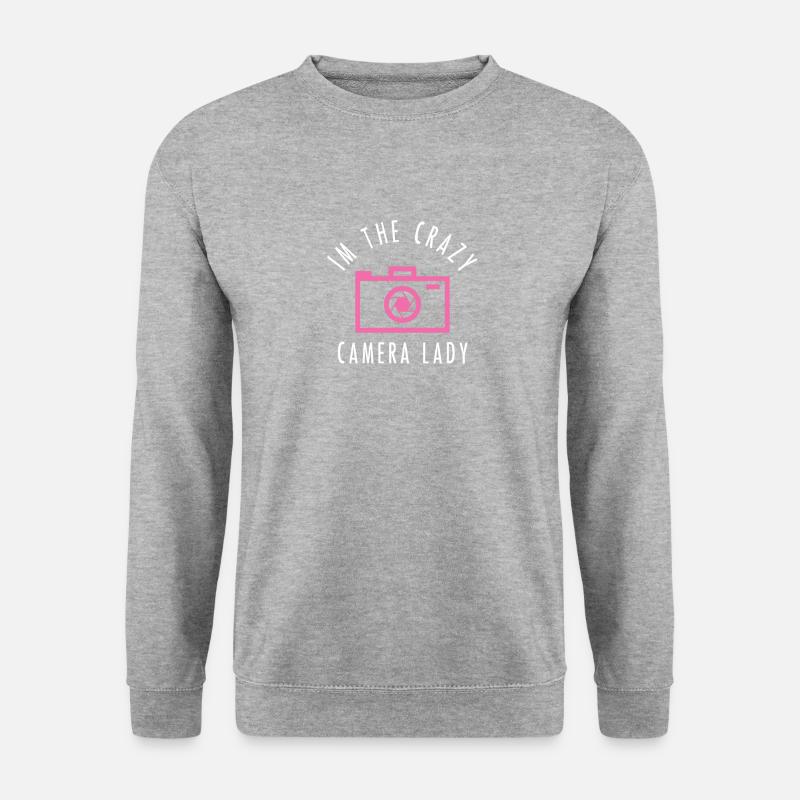 Verrückte Kamera Lady - Fotografin Geschenk - Unisex Pullover - Weißgrau meliert