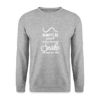 Schlangen - Schlange - Schlangenbesitzer - Lustig - Unisex Pullover - Weißgrau meliert - Vorne - Alina (178cm) & Michal (187cm)