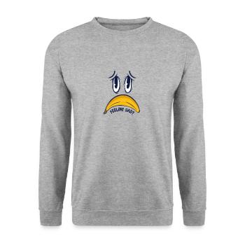 Bananen-Geschenk, das trauriges Gesichtshemd glaubt - Unisex Pullover - Weißgrau meliert - Vorne - Alina (178cm) & Michal (187cm)