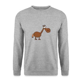 Pferd - Unisex Pullover - Weißgrau meliert - Vorne - Alina (178cm) & Michal (187cm)