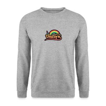 Einhorn Geschenk - Unisex Pullover - Weißgrau meliert - Vorne - Alina (178cm) & Michal (187cm)