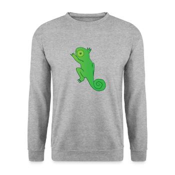 Reptil - Chamäleon - Chamäleons - Geschenk - Unisex Pullover - Weißgrau meliert - Vorne - Alina (178cm) & Michal (187cm)