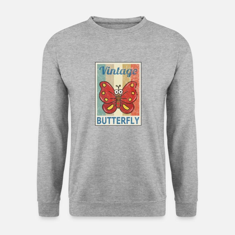 Schmetterling Vintage Retro Style Grunge - Unisex Pullover - Weißgrau meliert