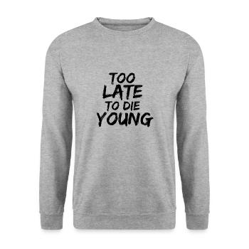 too late to the young - Unisex Sweatshirt - salt & pepper - Front - Alina (178cm) & Michal (187cm)