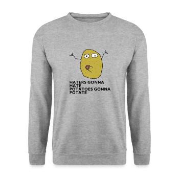 Haters gonna hate - Unisex Pullover - Weißgrau meliert - Vorne - Alina (178cm) & Michal (187cm)