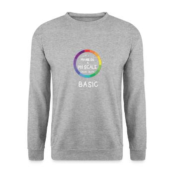 pH Skala Lustiges Chemiker Spaß Witz Fun Geschenk - Unisex Pullover - Weißgrau meliert - Vorne - Alina (178cm) & Michal (187cm)