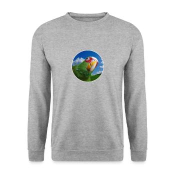 White-fronted Amazon - Unisex Sweatshirt - salt & pepper - Front - Alina (178cm) & Michal (187cm)