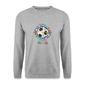Team Italien - Fußball Weltmeisterschaft T-shirt - Unisex Pullover - Weißgrau meliert - Vorne - Alina (178cm) & Michal (187cm)
