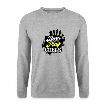 Né pour jouer aux échecs - Sport Gift - Sweat-shirt Unisexe - gris chiné - Devant - Alina (178cm) & Michal (187cm)