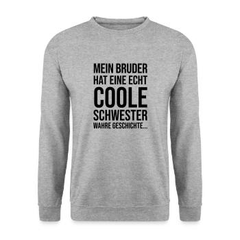 Mon frère a une sœur cool. - Sweat-shirt Unisexe - gris chiné - Devant - Alina (178cm) & Michal (187cm)