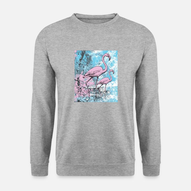 Flamingos - Unisex Pullover - Weißgrau meliert