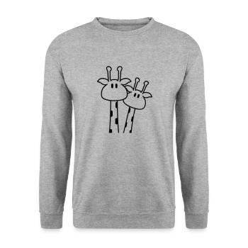 2 cute couple of giraffes love each other giraffe couple - Unisex Sweatshirt - salt & pepper - Front - Alina (178cm) & Michal (187cm)